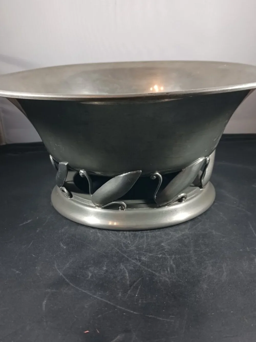 Vintage Art Nouveau Style Pewter Centerpiece Bowl Swan